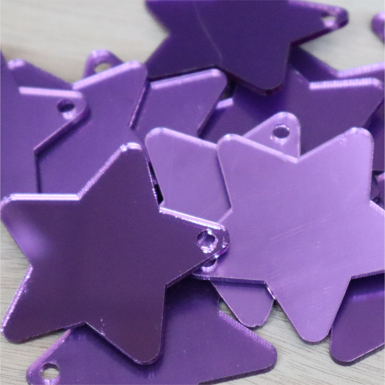 2mm Mirror Acrylic Star Keyring Blanks (Pack of 10)