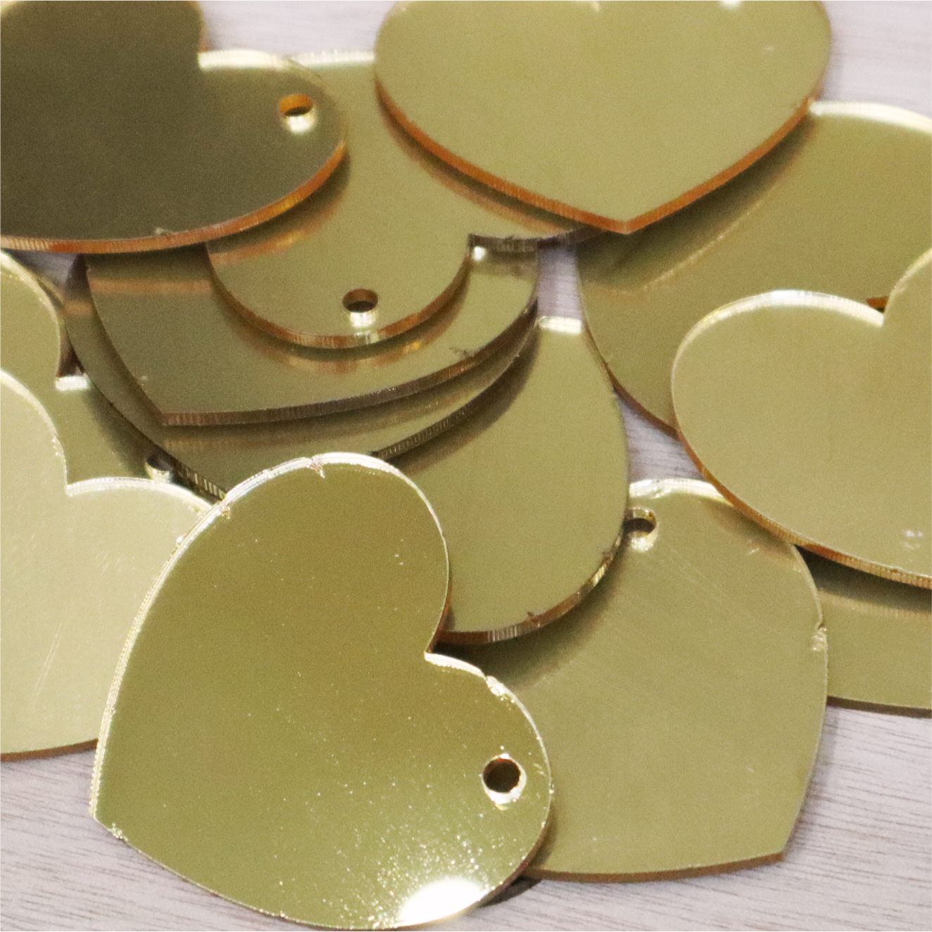 2mm Mirror Acrylic Heart Keyring Blanks (Pack of 10)