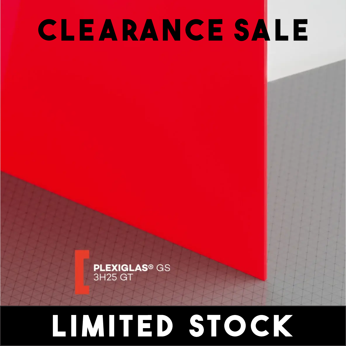 CLEARANCE: 3mm Plexiglas GS 3H25 Red 500x300mm