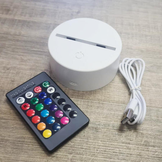 85mm Multi-colour RGB LED base for 3D lamps with remote control - White