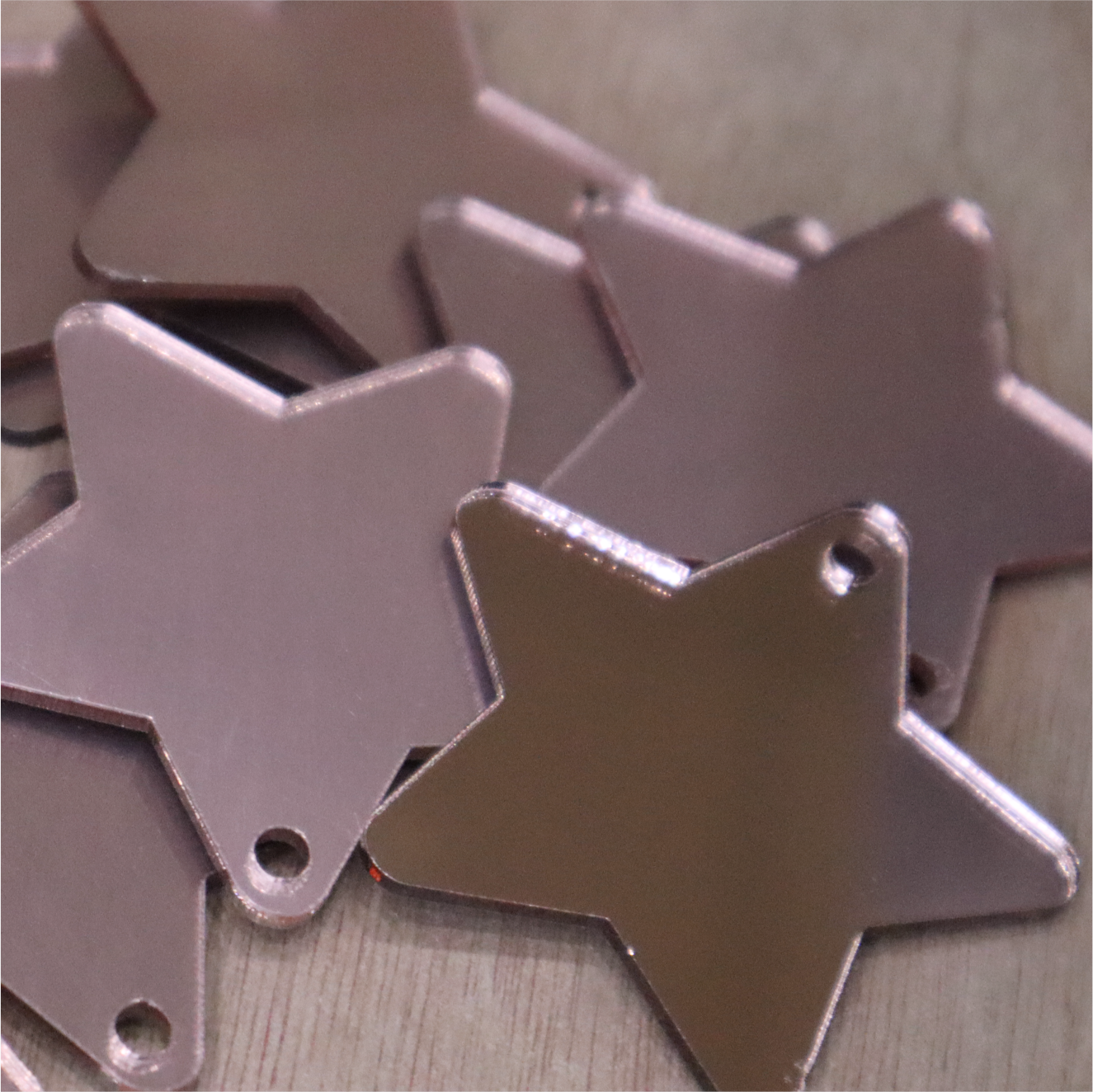 2mm Mirror Acrylic Star Keyring Blanks (Pack of 10)