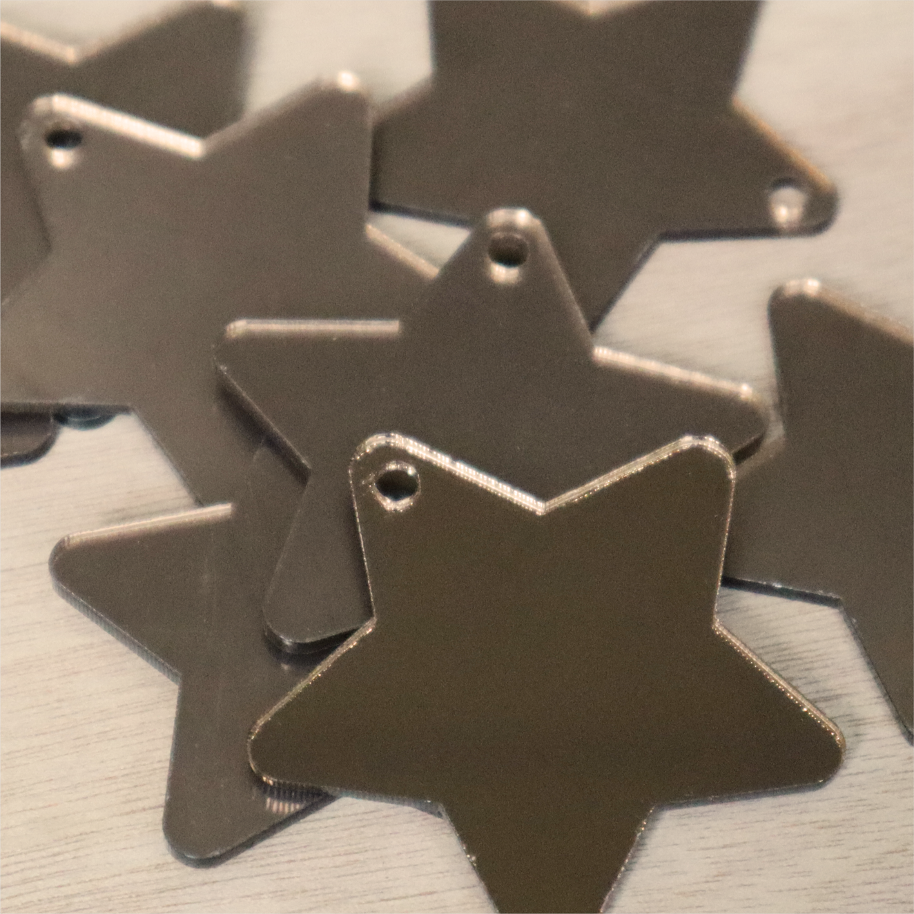 2mm Mirror Acrylic Star Keyring Blanks (Pack of 10)