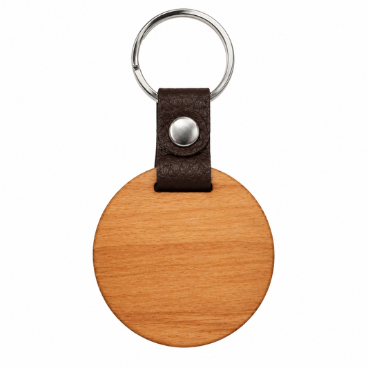 CLEARANCE: 6mm Angli & Leather Keyrings, Round - Pack of 10