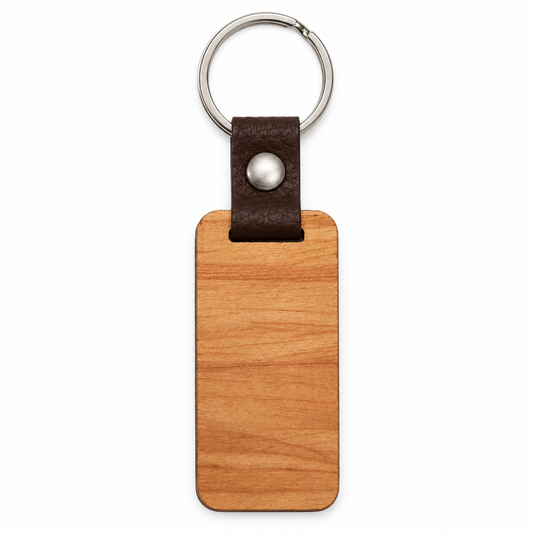 CLEARANCE: 6mm Angli & Leather Keyrings, Rectangular - Pack of 10