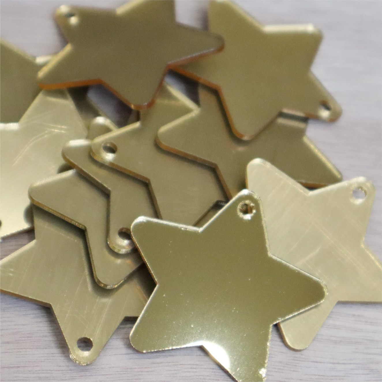 2mm Mirror Acrylic Star Keyring Blanks (Pack of 10)
