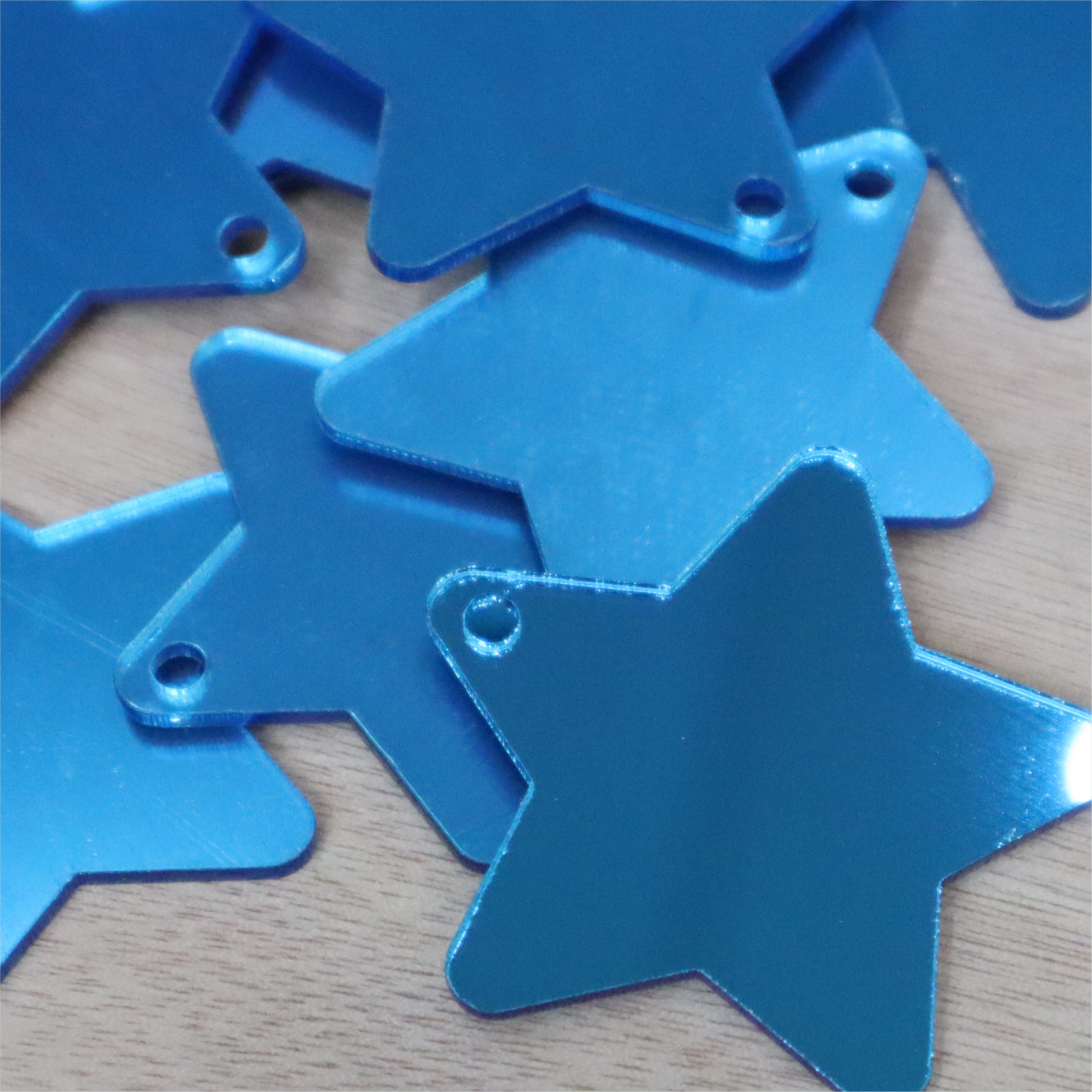 2mm Mirror Acrylic Star Keyring Blanks (Pack of 10)