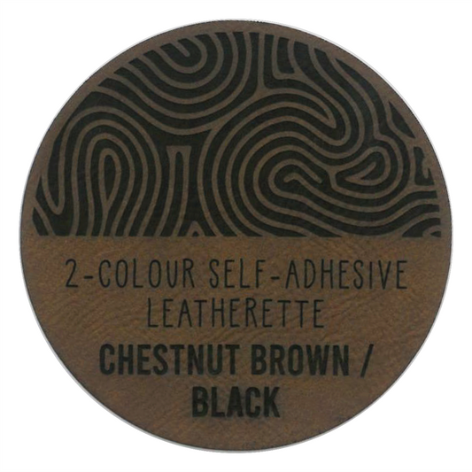 Chestnut Brown / Black self-adhesive 2-colour leatherette, 600 x 400 x 1mm