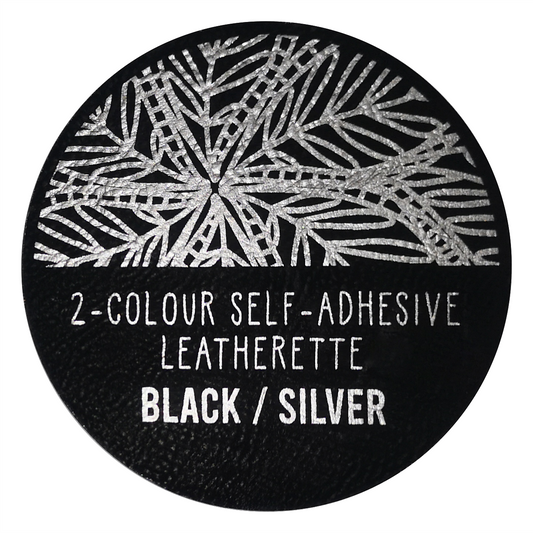 Black / Silver self-adhesive 2-colour leatherette, 600 x 400 x 1mm