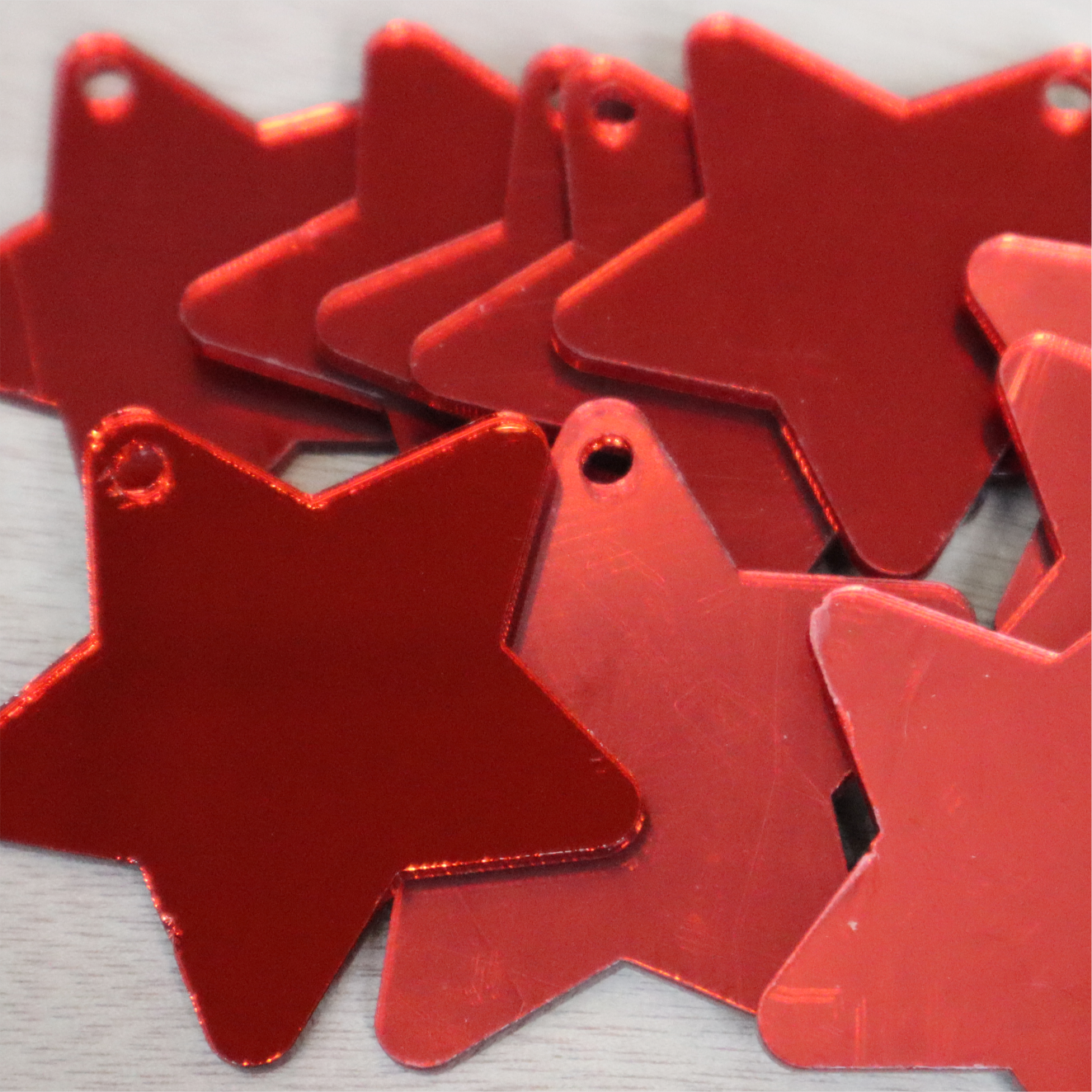 2mm Mirror Acrylic Star Keyring Blanks (Pack of 10)