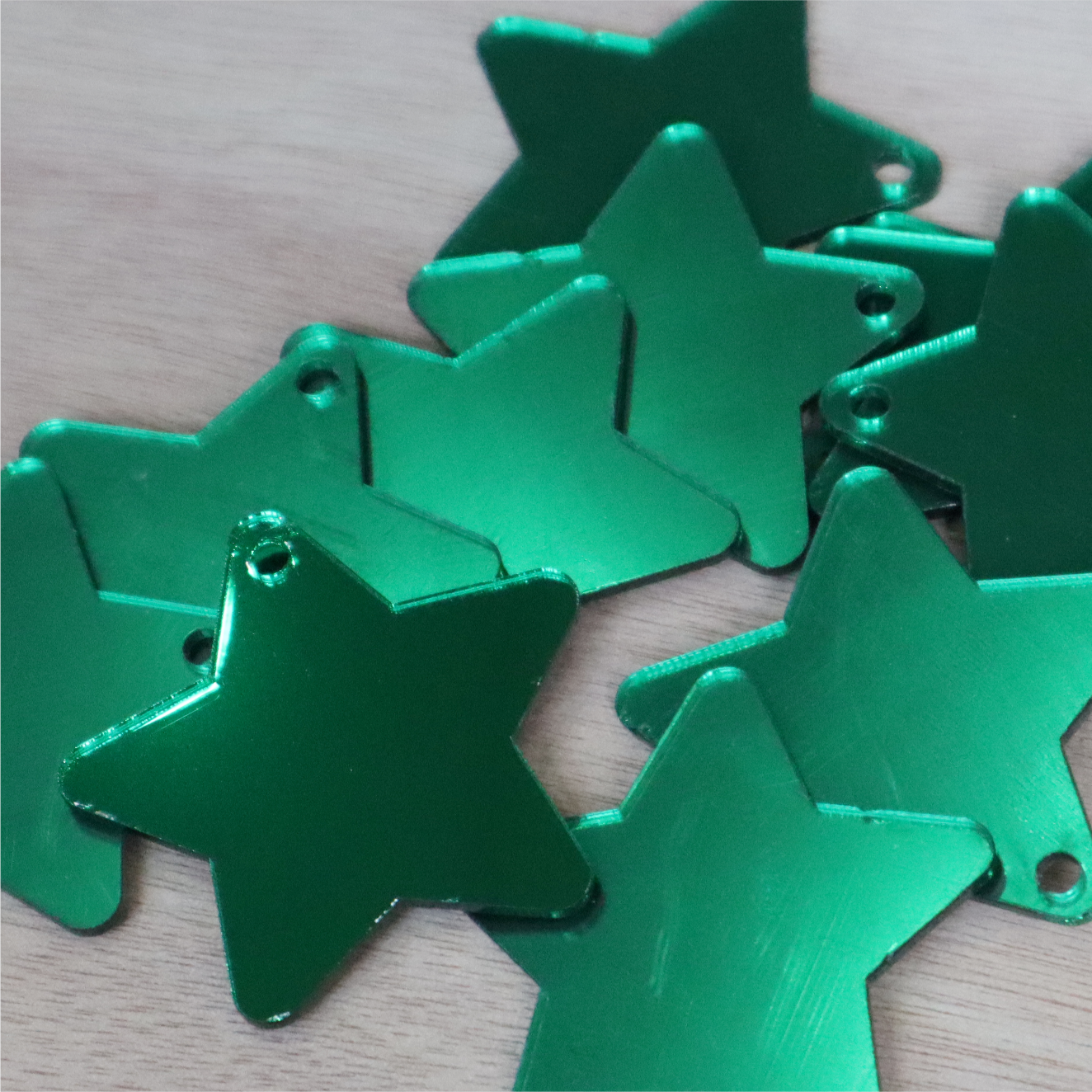 2mm Mirror Acrylic Star Keyring Blanks (Pack of 10)