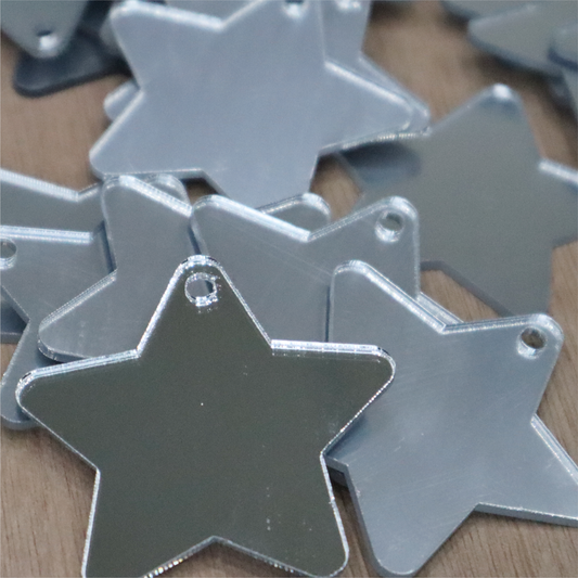 2mm Mirror Acrylic Star Keyring Blanks (Pack of 10)