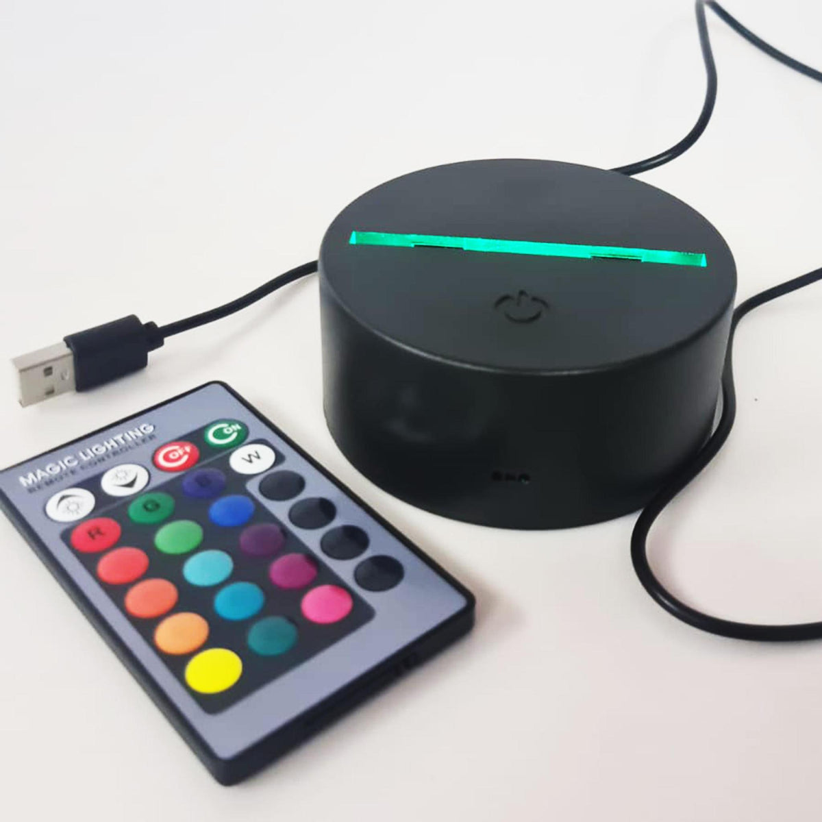 CLEARANCE: 85mm Multi-colour RGB LED base for 3D lamps with remote control